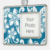 アイランドプルメリアカリブの（青） シルバープレートフレームオーナメント (左)