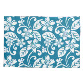 アイランドプルメリアカリブの（青） 枕カバー (裏面-左)