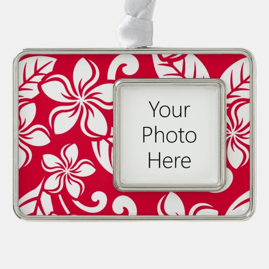 アイランドプルメリア（いちご赤） シルバープレートフレームオーナメント (正面)