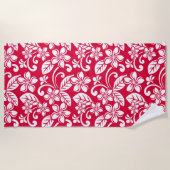 アイランドプルメリア（いちご赤） ビーチタオル (正面)