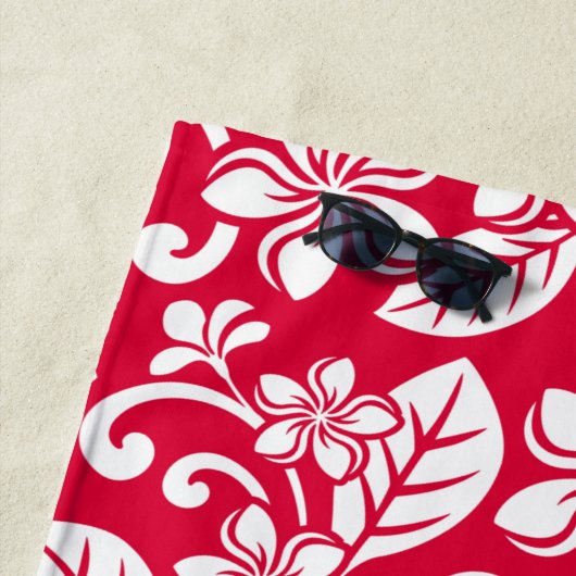 アイランドプルメリア（いちご赤） ビーチタオル (インサイチュ)