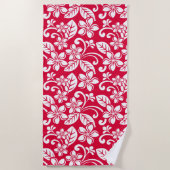 アイランドプルメリア（いちご赤） ビーチタオル (正面)