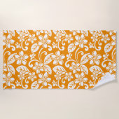 アイランドプルメリア（オレンジ） ビーチタオル (正面)