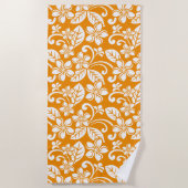 アイランドプルメリア（オレンジ） ビーチタオル (正面)