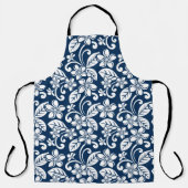 アイランドプルメリア（ネイビーブルー） エプロン (正面)