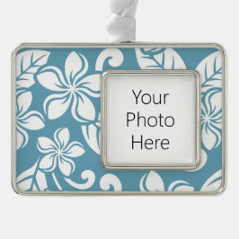アイランドプルメリア(石板ブルー) シルバープレートフレームオーナメント