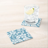 アイランドプルメリア(石板ブルー)紙コースター スクエアペーパーコースター (インサイチュ)