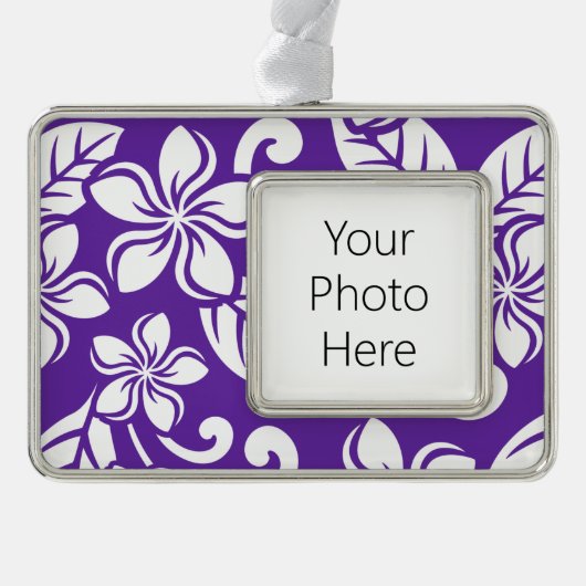 アイランドプルメリア（紫） シルバープレートフレームオーナメント (正面)