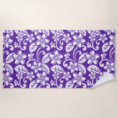 アイランドプルメリア（紫） ビーチタオル (正面)