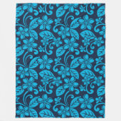 アイランドプルメリア(青x 2) フリースブランケット (正面)