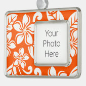 アイランドプルメリア（非常にオレンジ） シルバープレートフレームオーナメント (左)
