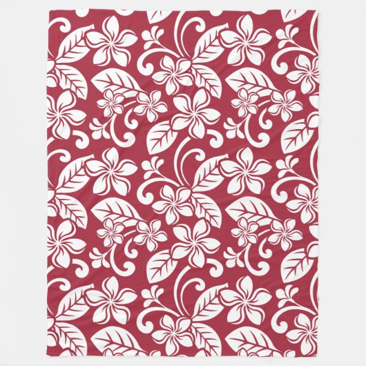 アイランドプルメリア((鳥)ショウジョウコウカンチョウ赤) フリースブランケット (正面)