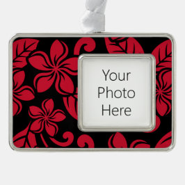 アイランドプルメリア（黒/赤） シルバープレートフレームオーナメント