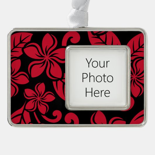 アイランドプルメリア（黒/赤） シルバープレートフレームオーナメント (正面)