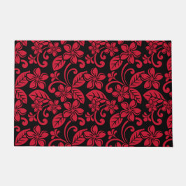 アイランドプルメリア（黒/赤） ドアマット