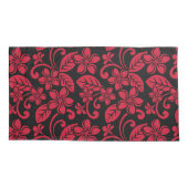 アイランドプルメリア（黒/赤） 枕カバー (裏面-左)