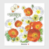 アイランドポピーパーソナライズされたズとバタフライビニール シール (シート)