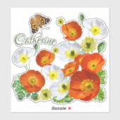 アイランドポピーパーソナライズされたズとバタフライビニール シール (シート)