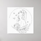 アイランドミューズ – トロピカルフェミニンラインアート キャンバスプリント (正面)