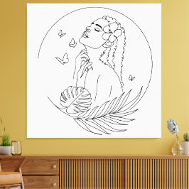 アイランドミューズ – トロピカルフェミニンラインアート キャンバスプリント