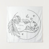 アイランドミューズ – トロピカルフェミニンラインアート タペストリー (正面(横))