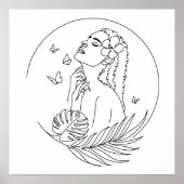 アイランドミューズ – トロピカルフェミニンラインアート ポスター (正面)