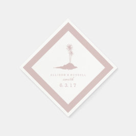 アイランドモダンビーチ結婚式ナプキンス – 赤面 スタンダードカクテルナプキン