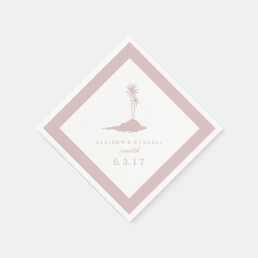 アイランドモダンビーチ結婚式ナプキンス – 赤面 スタンダードカクテルナプキン (角)