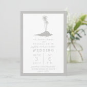 アイランドモダンビーチ結婚式招待状 – グレー 招待状 (スタンド正面)