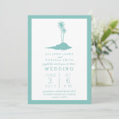 アイランドモダンビーチ結婚式招待状-ティール(緑がかった色) 招待状 (スタンド正面)