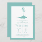 アイランドモダンビーチ結婚式招待状-ティール(緑がかった色) 招待状 (正面/裏面)
