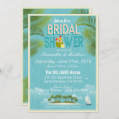 アイランドリゾートのビーチの行先のブライダルシャワー 招待状 (正面/裏面)