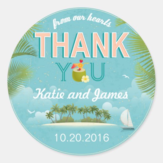 アイランドリゾートデスティネーションサンキューラベル ラウンドシール (正面)