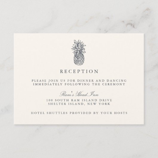 アイランドヴィンテージパイナップルウェディングレセプションカード エンクロージャーカード (正面)