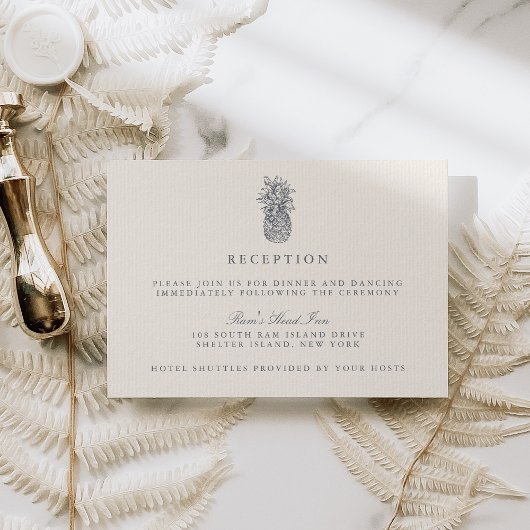 アイランドヴィンテージパイナップルウェディングレセプションカード エンクロージャーカード