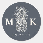 アイランドヴィンテージパイナップルモノグラム結婚ズ ラウンドシール (正面)