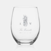 アイランドヴィンテージパイナップル結婚ズモノグラム ステムなしワイングラス (正面)