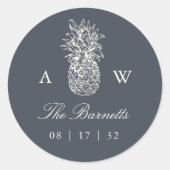 アイランドヴィンテージパイナップル結婚ズモノグラム ラウンドシール (正面)