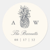アイランドヴィンテージパイナップル結婚ズモノグラム ラウンドシール (正面)