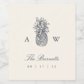 アイランドヴィンテージパイナップル結婚ズモノグラム ワインラベル (シングルラベル)