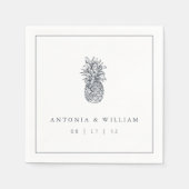 アイランドヴィンテージパイナップル結婚ズ スタンダードカクテルナプキン (正面)