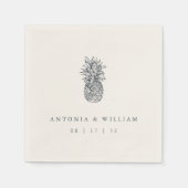 アイランドヴィンテージパイナップル結婚ズ スタンダードカクテルナプキン (正面)