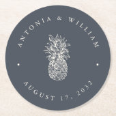 アイランドヴィンテージパイナップル結婚ズ ラウンドペーパーコースター (正面)