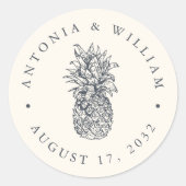 アイランドヴィンテージパイナップル結婚式の引き出物 ラウンドシール (正面)
