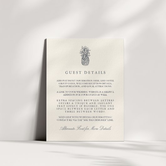 アイランドヴィンテージ結婚パイナップルのゲスト情報 エンクロージャーカード