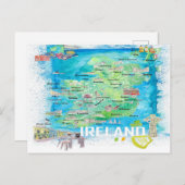 アイラ図解入りの、写真付きのンドの道路地図 ポストカード (正面/裏面)