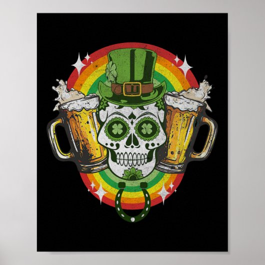 アイリおもしろいッシュスカルSt patricks dayビールレプラーカーン ポスター (正面)