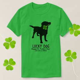 アイリおもしろいッシュセントパトリックの日ブラックラボラッキードッグ Tシャツ