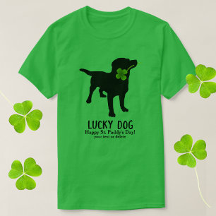 アイリおもしろいッシュセントパトリックの日ブラックラボラッキードッグ Tシャツ