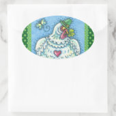 アイリおもしろいッシュ・ヘン、緑の卵とシャムロックかわいい 楕円形シール (バッグ)